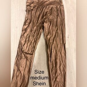 Bronze Metallic High Waisted Leggings